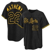 Replica Mike Matheny Men's St. Louis Cardinals Snake Skin City Jersey - Black